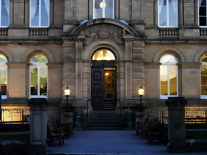 2025.68.99: Victoria Hall entrance in low light. Digital image credit: Saltaire Collection