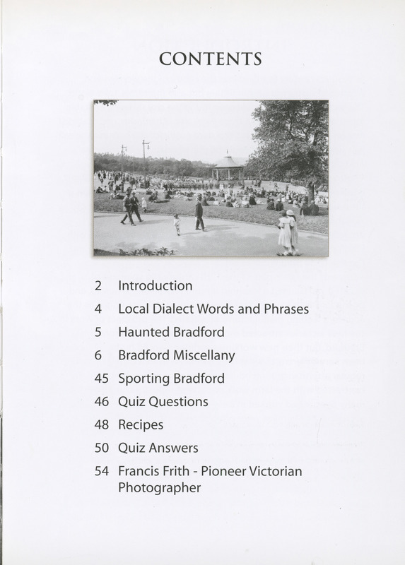 2025.63: Did you know? Bradford a miscellany: Contents page. Digital image credit: Saltaire Collection