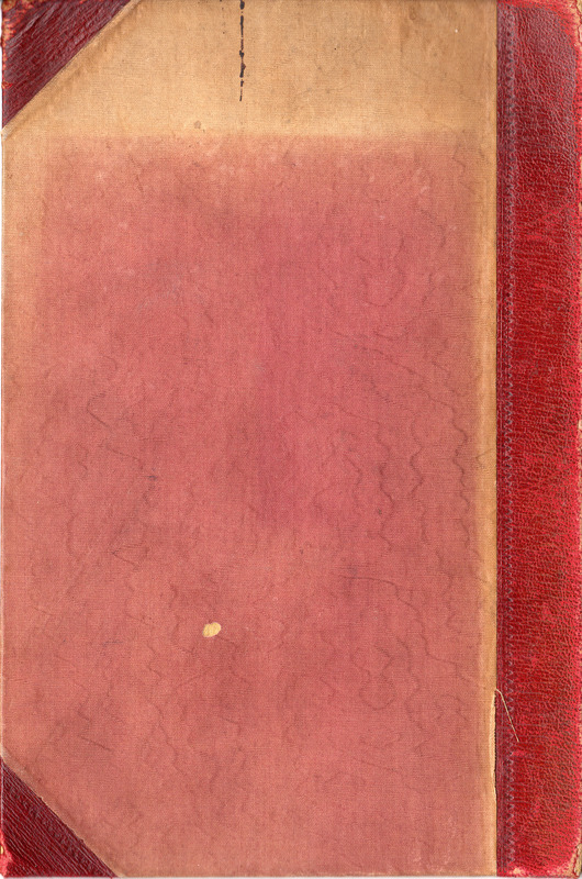 H2-210.43: Back cover of James Roberts newspaper cuttings book 1905-1918: Back cover. Digital image credit: Saltaire Collection