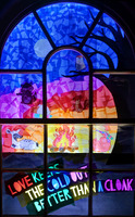 2025.68.16: Saltaire Advent Window (Rainbow campfire). Digital image credit: Saltaire Collection