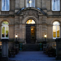 2025.68.99: Victoria Hall entrance in low light. Digital image credit: Saltaire Collection