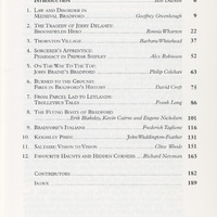 2025.65: Aspects of Bradford, discovering local history: Contents page. Digital image credit: Saltaire Collection
