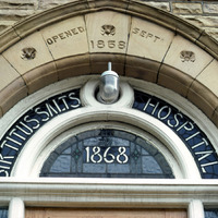 2025.68.117: Salts Hospital front door window. Digital image credit: Saltaire Collection